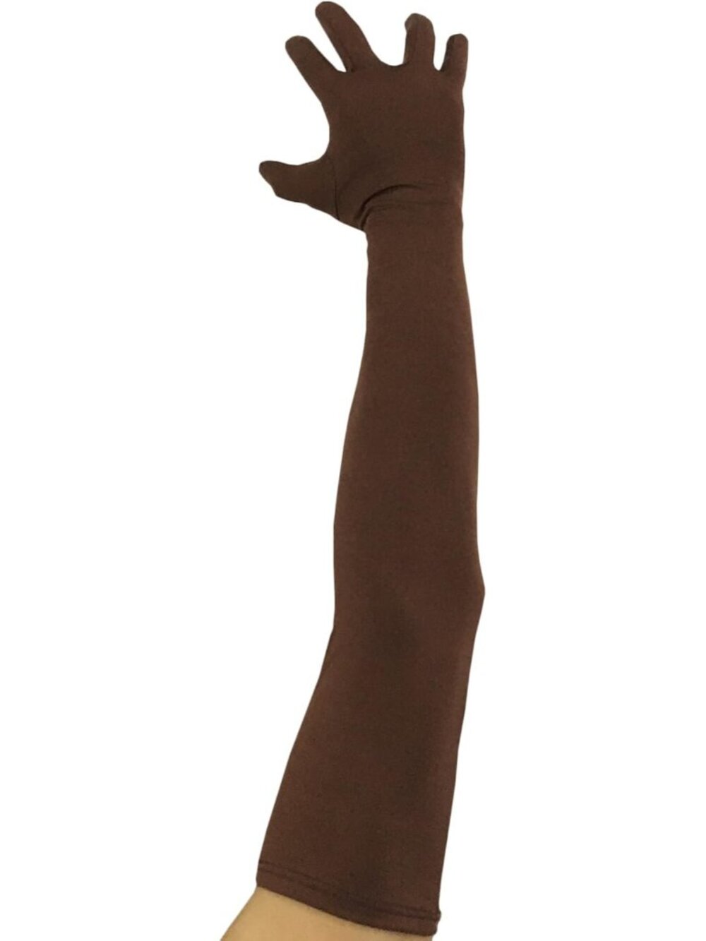 Women's Coffee Stretchable Arm Sleek Cosplay Costume Elbow Length Spandex Gloves